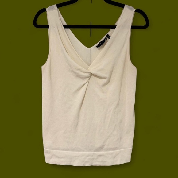 Theory Twist Front Tank Bristol Cotton Ivory Size S MSRP $115 EUC Preppy Luxury - Picture 1 of 7